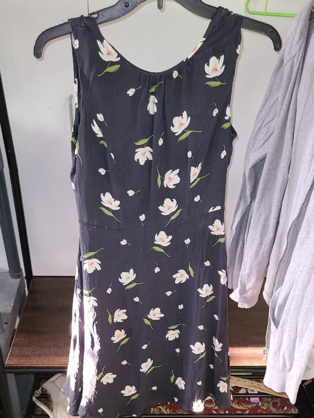 Milly Anna Black Floral Scoop-Neck Shift Dress Silk Sz 2 - Picture 6 of 6